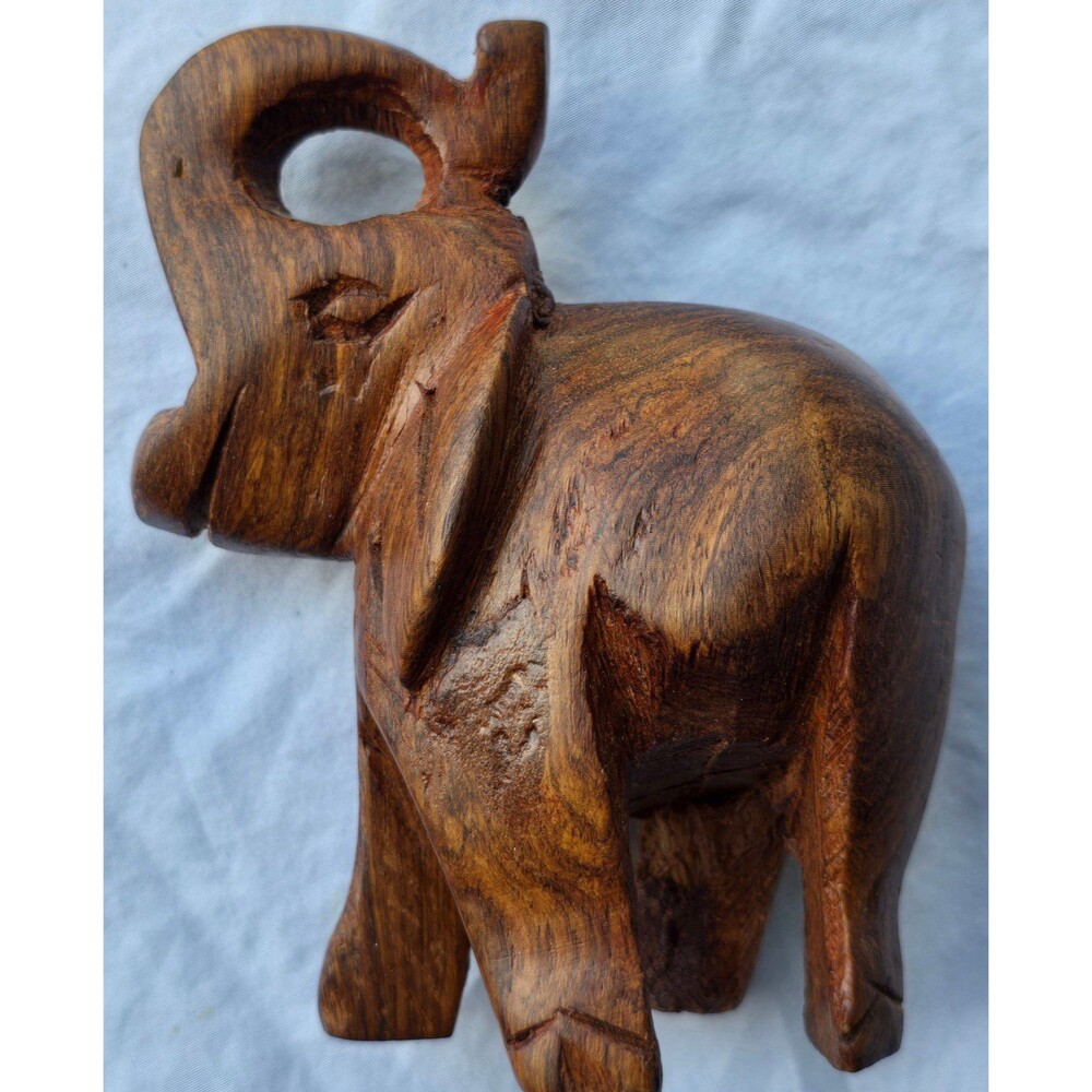 Wooden Hand Carved Elephant - Picture 2 of 3